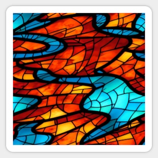 Stained Glass design pattern, seamless, red fire tone, geometrical, abstract design. Sticker